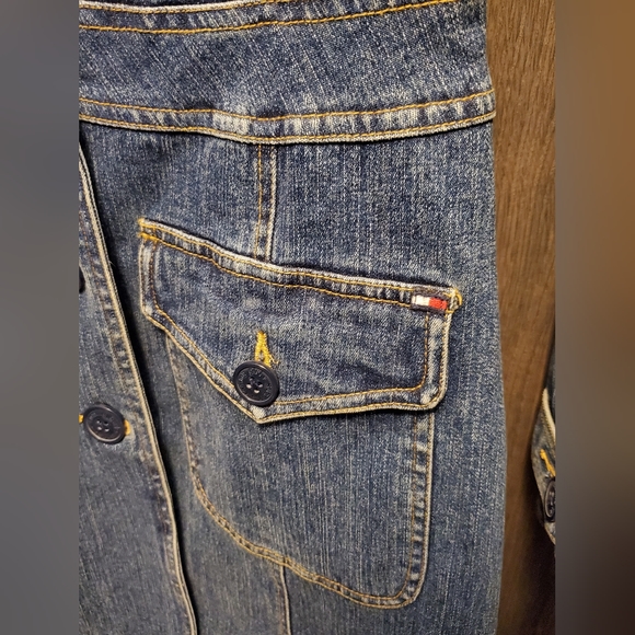 Tommy Hilfiger Denim Jean Jacket Boho Denim Trench vintage size s Rare Find y2k - Picture 8 of 16